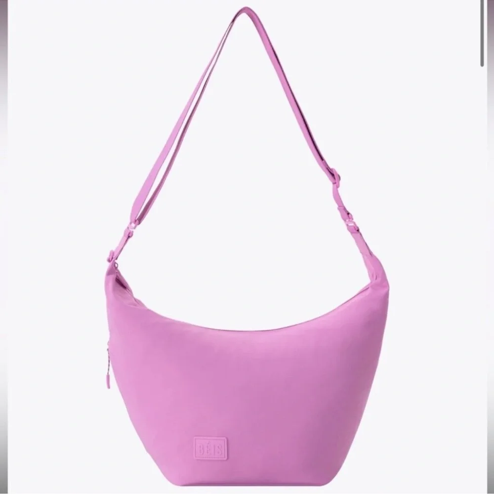 BÉIS The Crescent Catchall in Berry pink purple Pink Shoulder Bag dual wear NWT - Picture 4 of 4